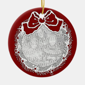 Verzierung - Weihnachtswreath-Foto Keramik Ornament