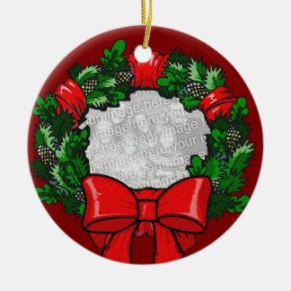 Verzierung - Weihnachtswreath-Foto Keramik Ornament