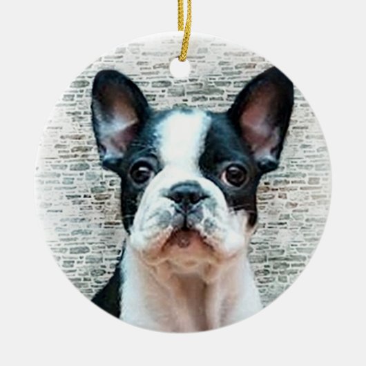 Verzierung Welpe der französischen Bulldogge Keramik Ornament (Vorne)