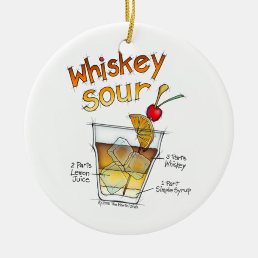 VERZIERUNG - WHISKY-SAURE REZEPT-COCKTAIL-KUNST KERAMIK ORNAMENT (Vorne)