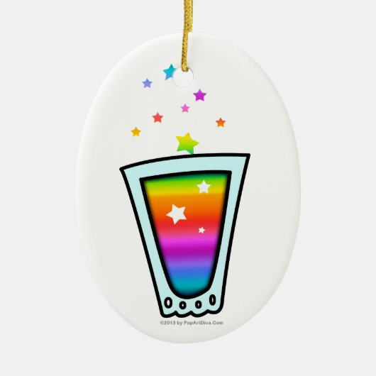 VERZIERUNGEN - REGENBOGEN-SCHNAPSGLAS KERAMIK ORNAMENT (Vorne)