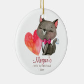 Verzierungs-Aquarellkätzchen des Babys erstes Keramikornament (Rechts)