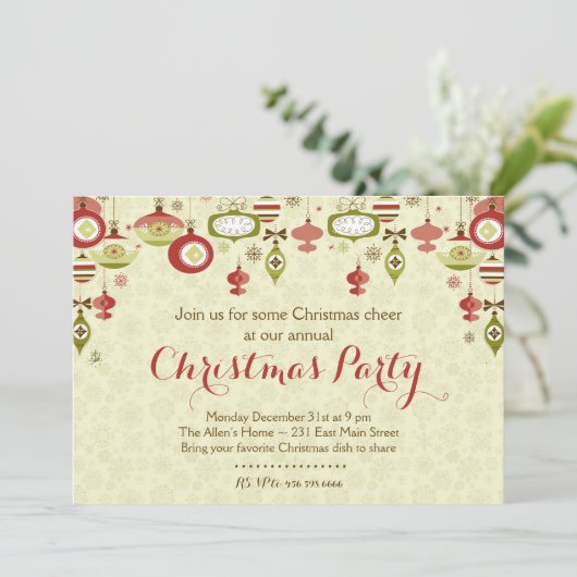 Verzierungs-Austausch Chrismas Party Einladung (Stehend Vorderseite)