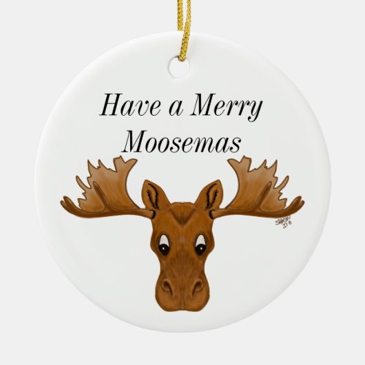 Verzierungs-Elche, fröhliche moosemas Keramik Ornament (Vorne)