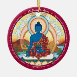 VERZIERUNGS-KERAMIK - Medizin Buddha + Nahes hohes Keramik Ornament