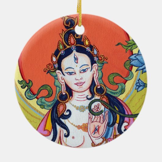 VERZIERUNGS-KERAMIK - weißes Tara und nah oben vom Keramikornament (Hinten)