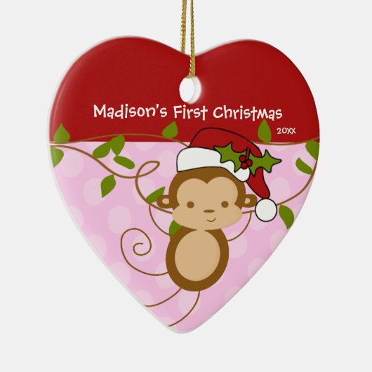 Verzierungs-Mädchen-Sankt-Affe des Babys erster Keramik Ornament (Rechts)