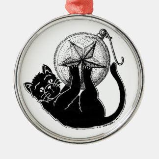 Verzierungs-Miezekatze-runde Verzierung Silbernes Ornament