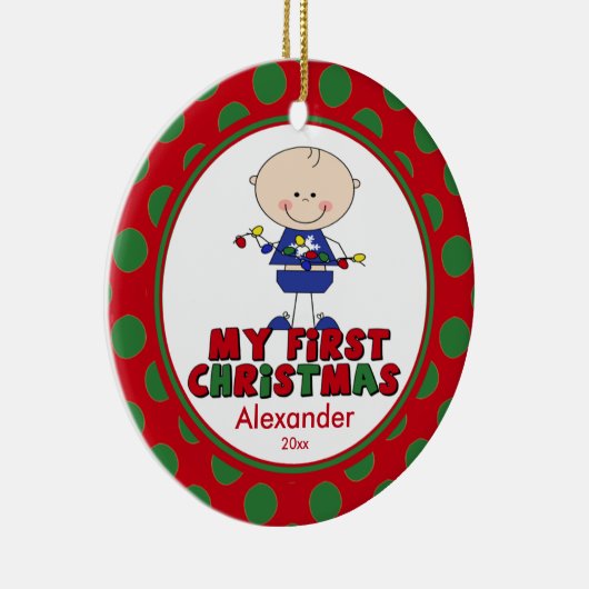 Verzierungs-Strichmännchen-Junge des Babys erster Keramik Ornament (Rechts)