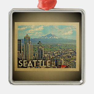 Verzierungs-Vintage Reise Seattles Washington Silbernes Ornament