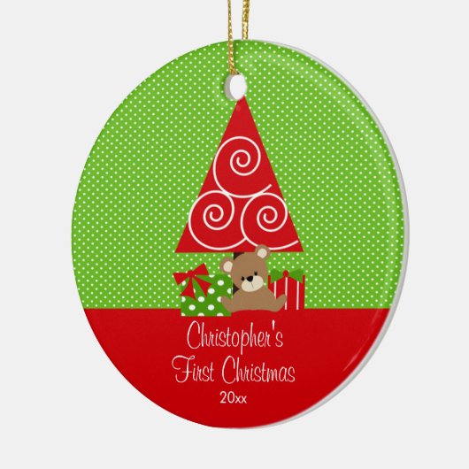 Verzierungs-Weihnachtsbaum des Babys erster Keramikornament (Links)