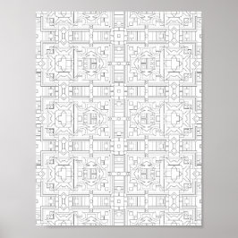 Verzierungsmuster für eine Farbseite mit quadratis Poster