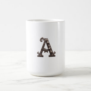 Verzletter Buchstabe A aus Bronze mit Glocken Kaffeetasse