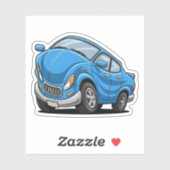 Verzogenes blaues Cartoon-Auto Aufkleber (Blatt)