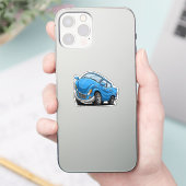 Verzogenes blaues Cartoon-Auto Aufkleber (Telefon)