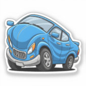Verzogenes blaues Cartoon-Auto Aufkleber (Vorderseite)