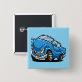 Verzogenes blaues Cartoon-Auto Button (Vorne & Hinten)
