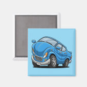 Verzogenes blaues Cartoon-Auto Magnet (Vorderseite/Rückseite)