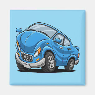 Verzogenes blaues Cartoon-Auto Magnet