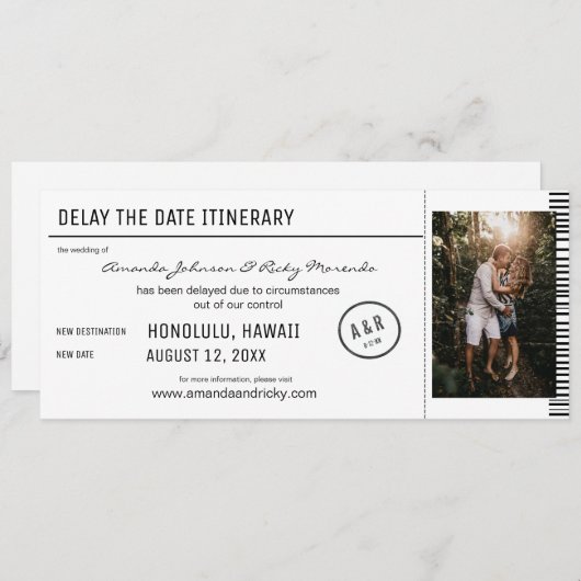 Verzögern Sie das Schwarz-Weiß-Foto des Datums Einladung (Vorne/Hinten)