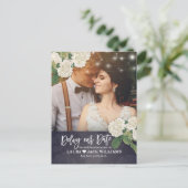 Verzögern Sie unser Date Elegant Wedding Postponem Ankündigungspostkarte (Stehend Vorderseite)