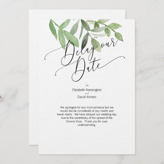 Verzögern Sie unsere Date Card - Corona Virus Card Einladung (Vorne/Hinten)