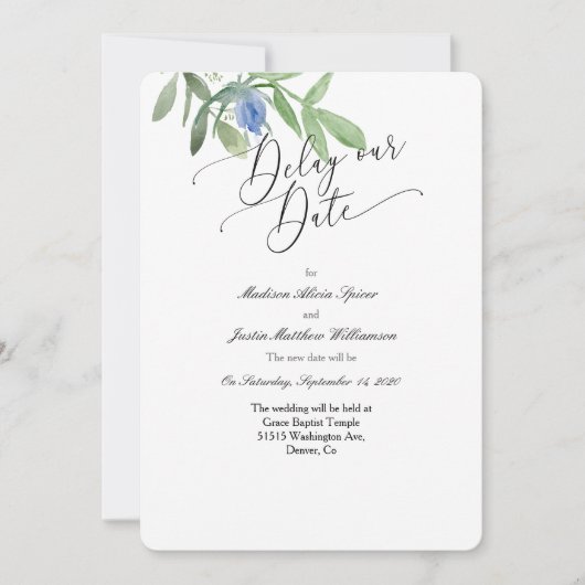 Verzögern Sie unsere Einladung zur Hochzeit (Vorderseite)