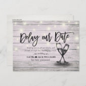 Verzögern Sie unseren Termin Hochzeitsaufschub Änd Ankündigungspostkarte (Vorne/Hinten)