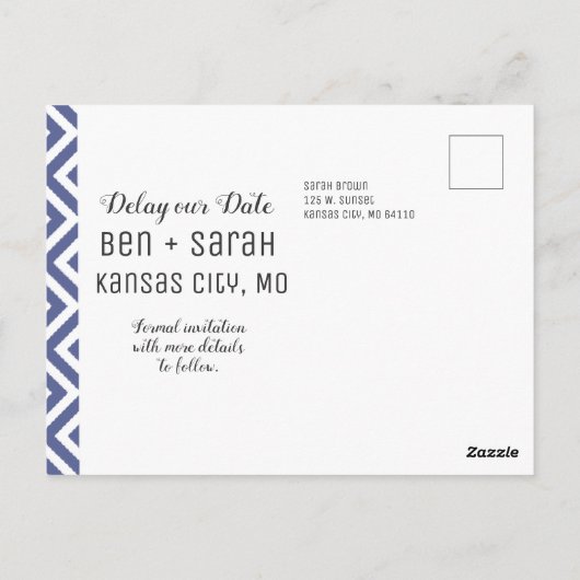 Verzögern Sie unseren Termin Postkarte (Rückseite)