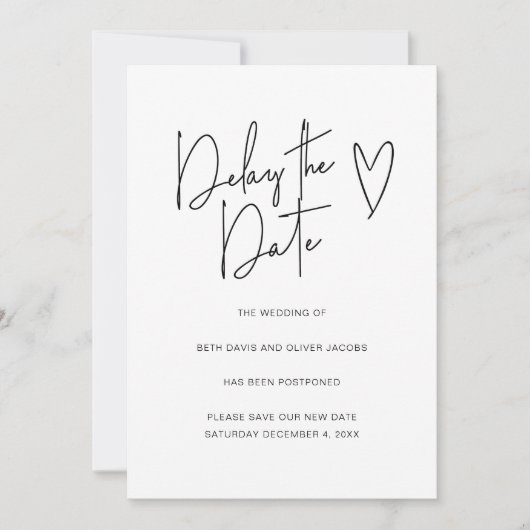 Verzögerung der Änderung der Pläne Einfache Einlad Save The Date (Vorderseite)