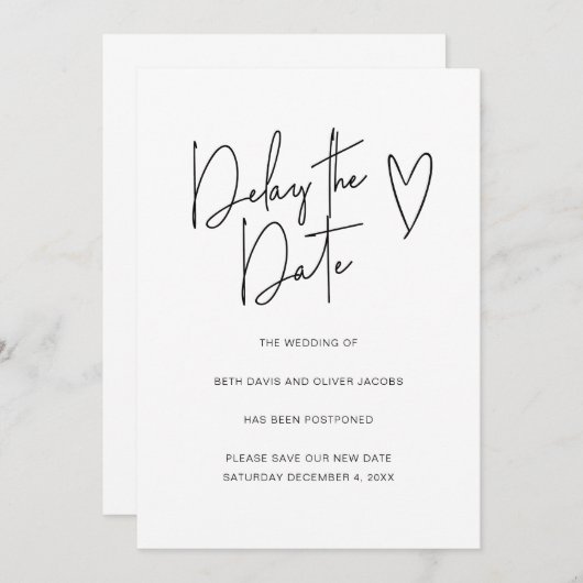 Verzögerung der Änderung der Pläne Einfache Einlad Save The Date (Vorne/Hinten)