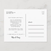 Verzögerung der Hochzeitsankündigung Postkarte (Rückseite)