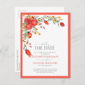 Verzögerung des Datums Papaya und Orange Floral We Ankündigungspostkarte (Vorne/Hinten)