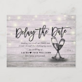 Verzögerung des Tages der Hochzeitverschiebung Ankündigungspostkarte (Vorderseite)