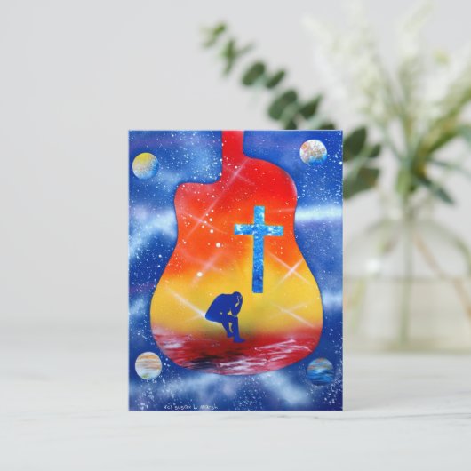 Verzweifeln Spray-Farbe Spraypainting, Gitarre & C Postkarte (Stehend Vorderseite)