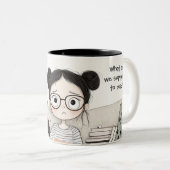 Verzweiflung eines Katzen liebenden Lesers Zweifarbige Tasse (VorderseiteRechts)