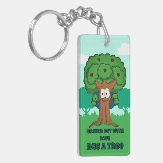 Verzweigen mit Liebe, die einen Baum umarmen Schlüsselanhänger (Vorderseite links)