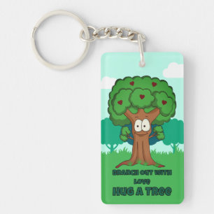 Verzweigen mit Liebe, die einen Baum umarmen Schlüsselanhänger