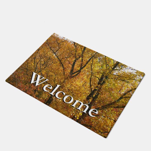 Verzweigungen gelber Blätter Heller Herbst farbenf Fußmatte (Schrägansicht)