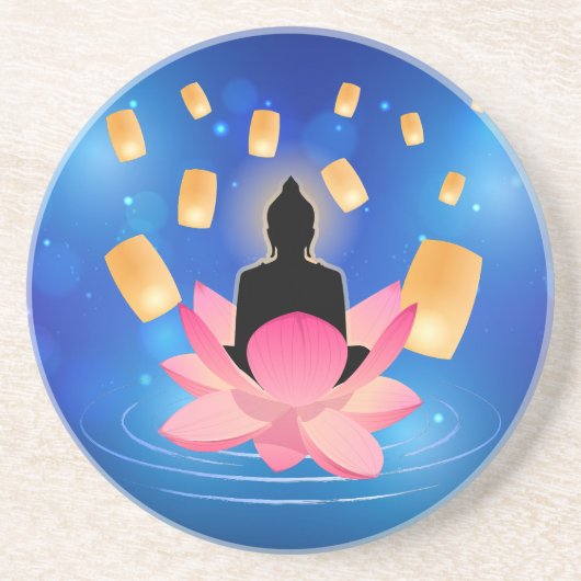 Vesak Day Buddha auf Lotus Lantern Vaisakha Getränkeuntersetzer (Vorne)