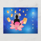 Vesak Day Buddha auf Lotus Lantern Vaisakha Postkarte (Vorderseite)