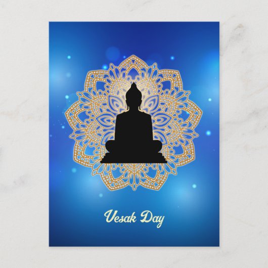 Vesak Day Buddha und Mandala Vaisakha Purnima Postkarte (Vorderseite)