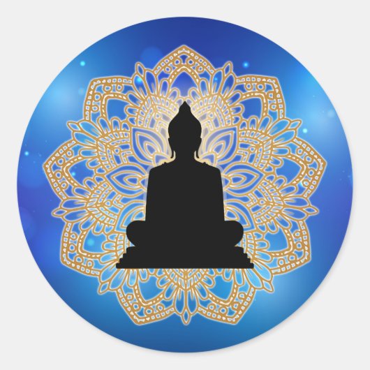 Vesak Day Buddha und Mandala Vaisakha Purnima Runder Aufkleber (Vorderseite)