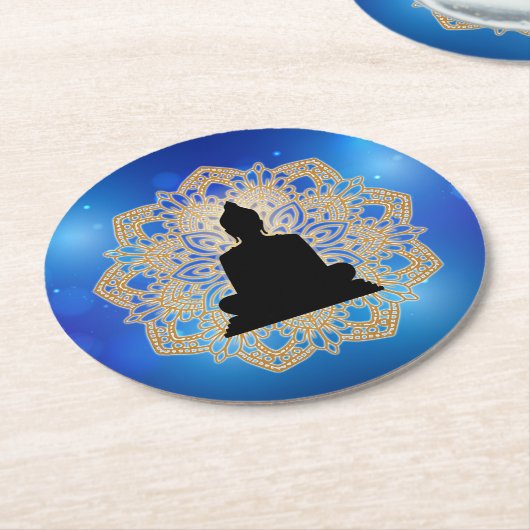 Vesak Day Buddha und Mandala Vaisakha Purnima Runder Pappuntersetzer (Angewinkelt)