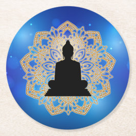 Vesak Day Buddha und Mandala Vaisakha Purnima Runder Pappuntersetzer