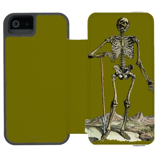 Vesalius: Skelettartiges System Incipio iPhone Geldbeutel-Hülle (Folio Geöffnet)