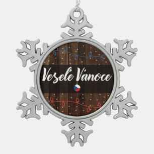 Veselé Vánoce tschechische frohe Weihnachten, Schneeflocken Zinn-Ornament