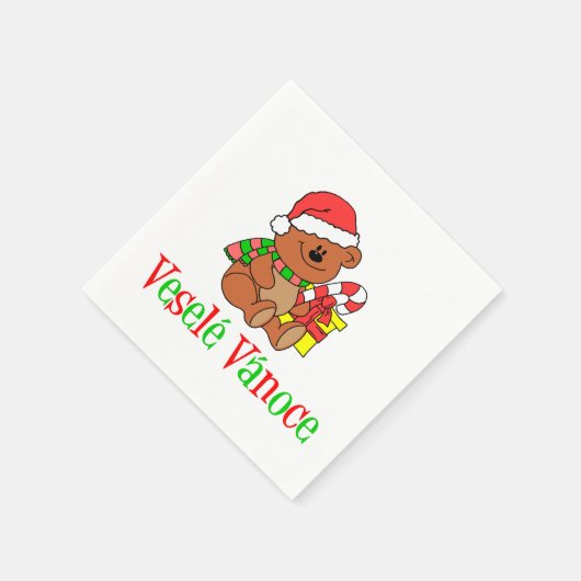 Vesele Vanoce Tschechischer Weihnachtsbär Napkins Serviette (Ecke)
