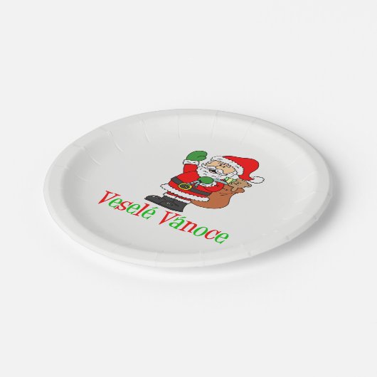 Vesele Vanoce Tschechischer Weihnachtsmann Teller (Schrägansicht)
