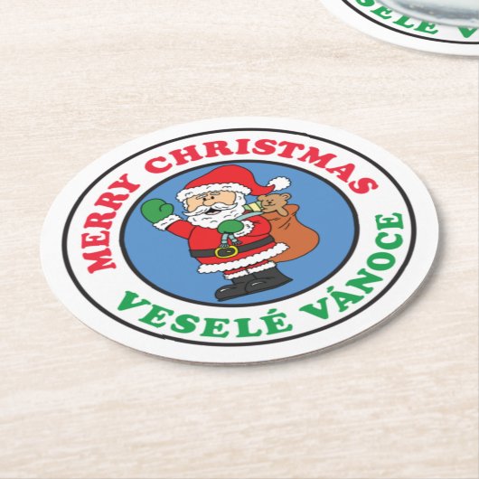 Vesele Vanoce Tschechischer WeihnachtsWeihnachtsfe Runder Pappuntersetzer (Angewinkelt)